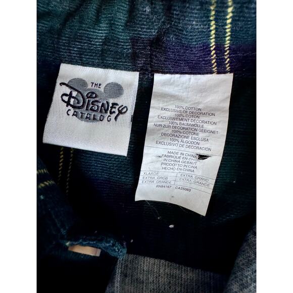 Disney Tigger Blue Green Plaid Corduroy Men XL Button Down Long Sleeve Shirt - Picture 4 of 6